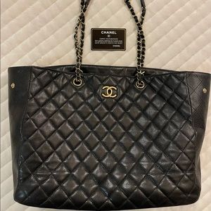 Authentic Chanel black caviar tote